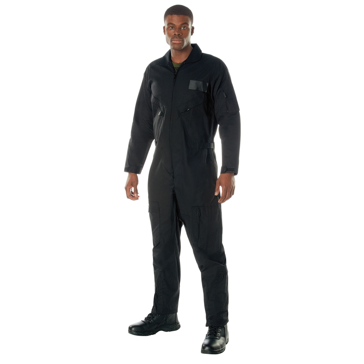 19462 Men Military-Styled Flight Suit, Black - 7XL