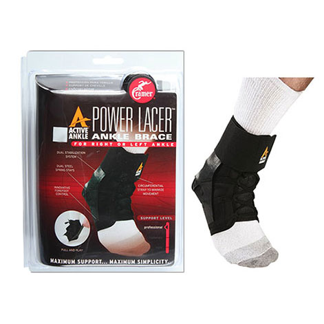 Hygenic Corporation 760122 Active Ankle Power Lacer Lace-up Ankle Brace - Black, Large