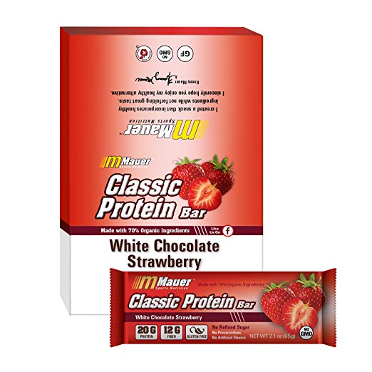 9910009 Classic Protein White Chocolate Strawberry Bar, 12 Count