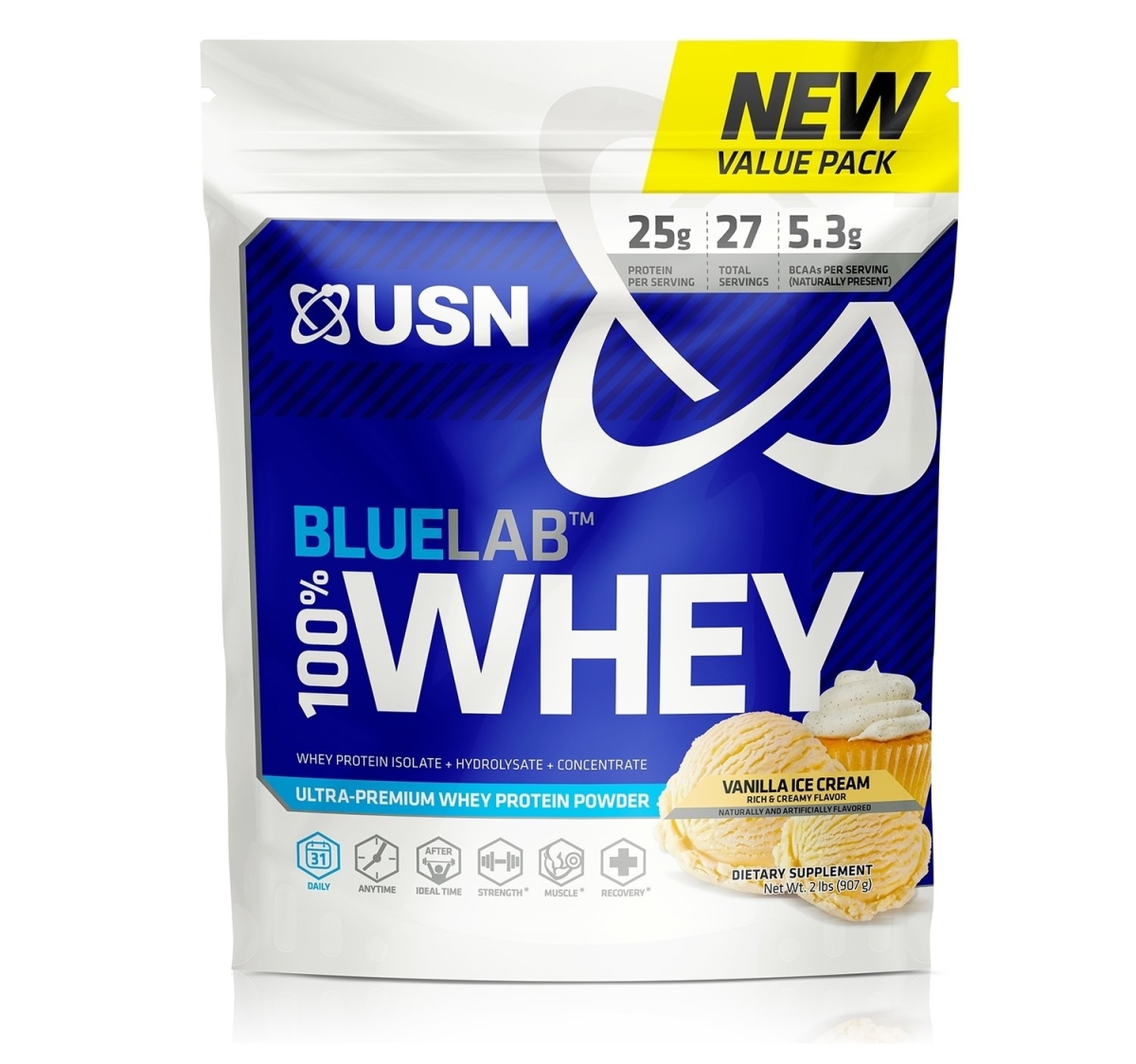 8830125 2 Lbs Bluelab Whey Protein Vanilla Ice Cream Powder