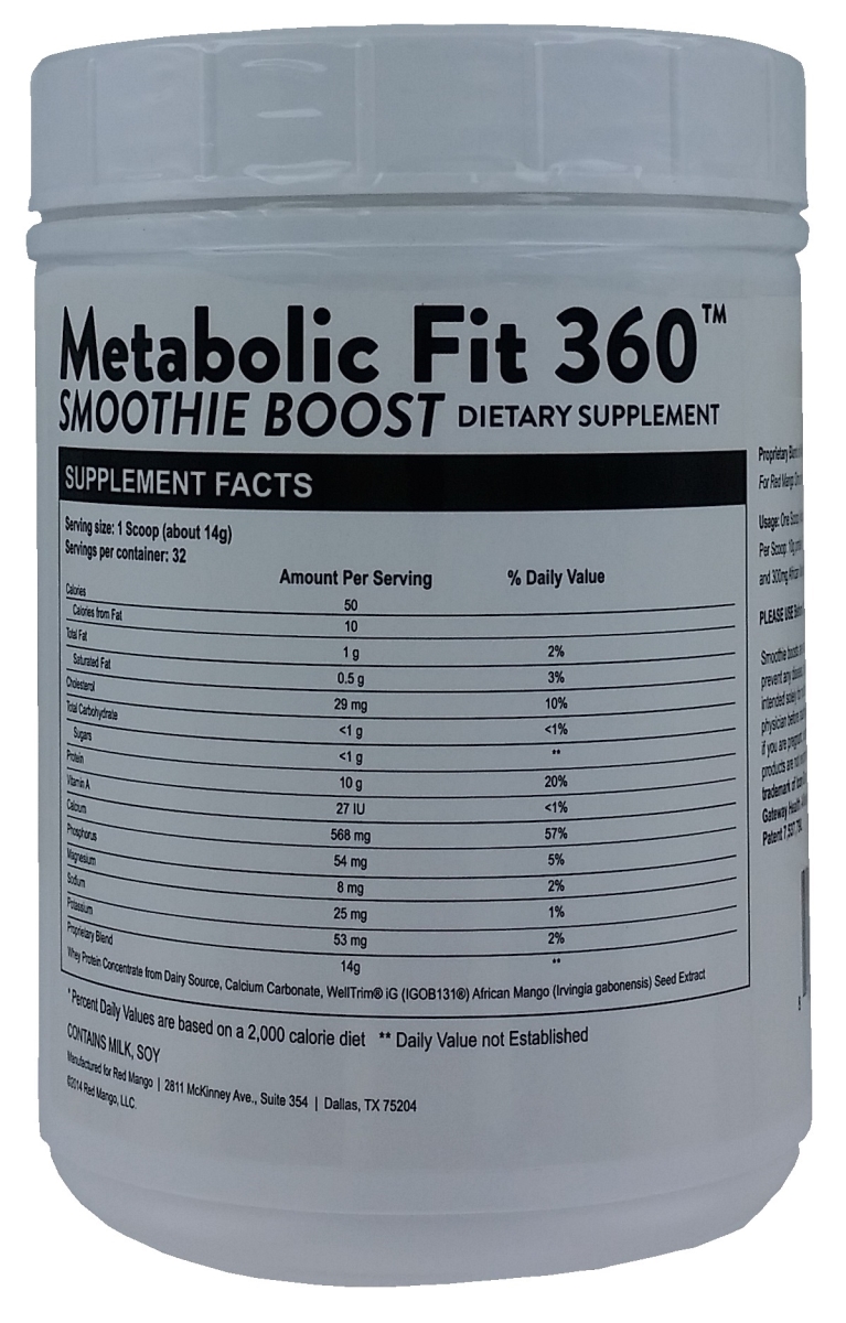 9350023 Metabolic Fit 360 Red Mango Smoothie Boost Dietary Supplement - 32 Serving