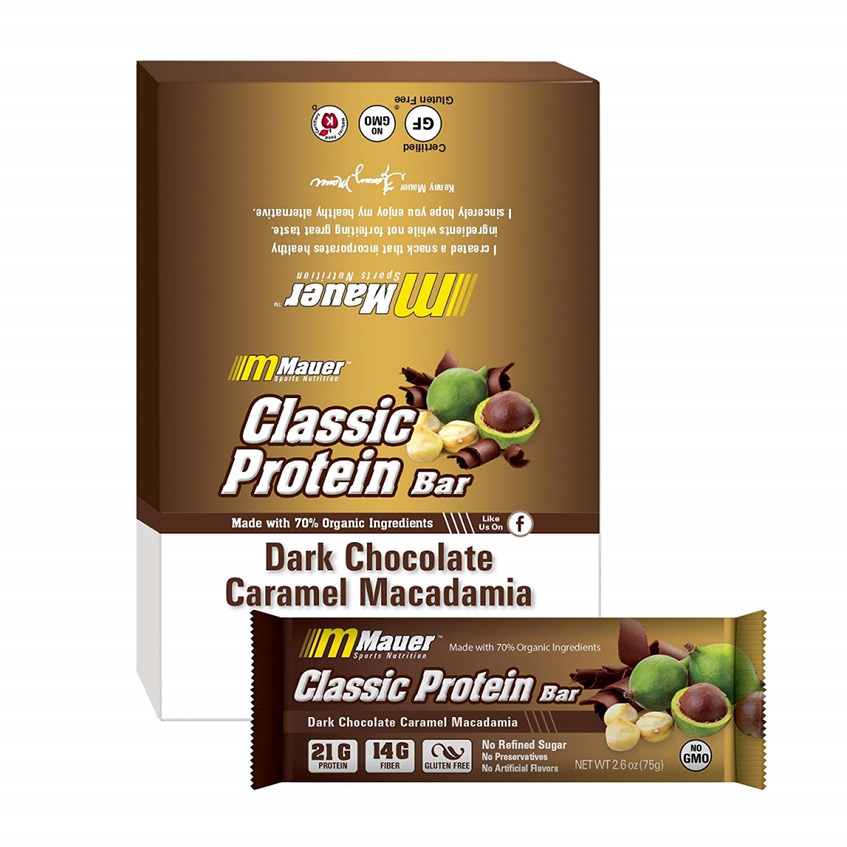 9910005 Dark Chocolate Covered Caramel Macadamia Classic Protein Bar - Pack Of 12