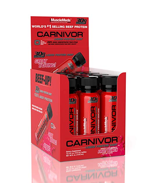 Muscle Meds 5680065 Fruit Punch Carnivor Liquid Protein Shot - Pack Of 12