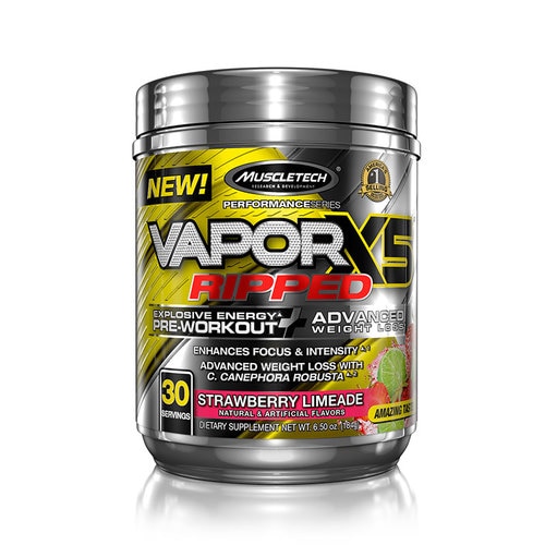 800675 Vapor X5 Ripped Explosive Energy Pre Workout Powder, Strawberry Limeade - 30 Servings