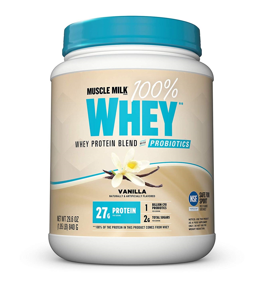 Cytosport 400381 Muscle Milk 100 Percent Whey Protein Powder Blend With Probiotics, Vanilla - 1.85 Lbs