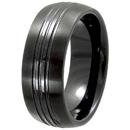 Cer-3037-sz-10 8 Mm Ceramic Band Ring, Black - Size 10
