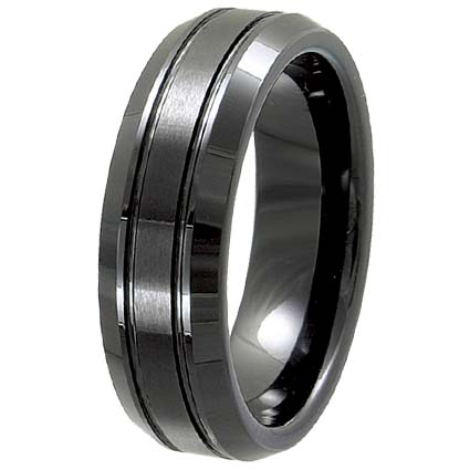 Cer-3040-sz-9 Ceramic Band Ring Size - 9, Black