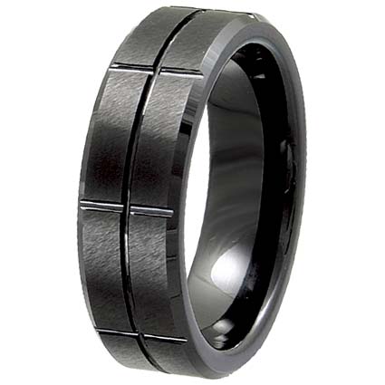 Cer-3062m-sz-10 Ceramic Band Ring Size - 10, Black