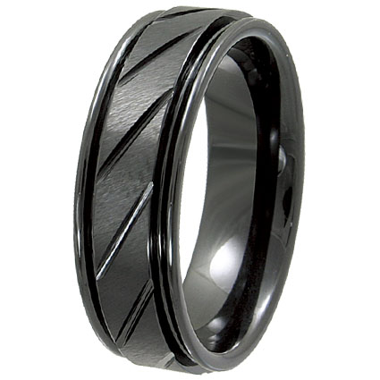 Cer-3071-sz-10 Ceramic Band Ring Size - 10, Black