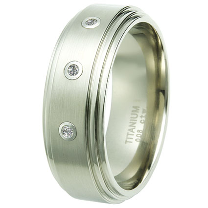 Tr-3031-d3-sz-10 Titanium Diamond Band Ring Size - 10
