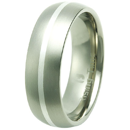 Ts-3038-sz-11 Silver Inlay Titanium Ring Size - 11