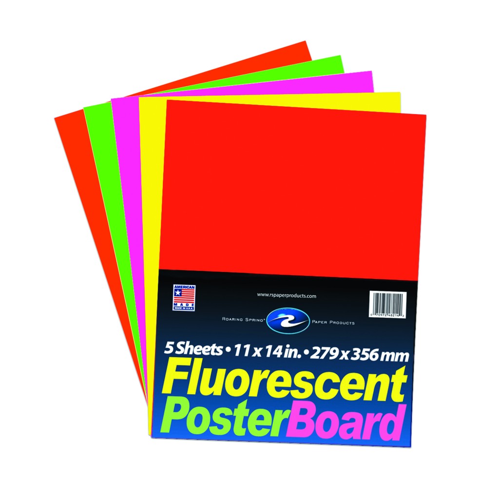 Roaring Spring 48214 11 X 14 In. Fluorescent Poster, Assorted Color - 24 Per Pack - Pack Of 5