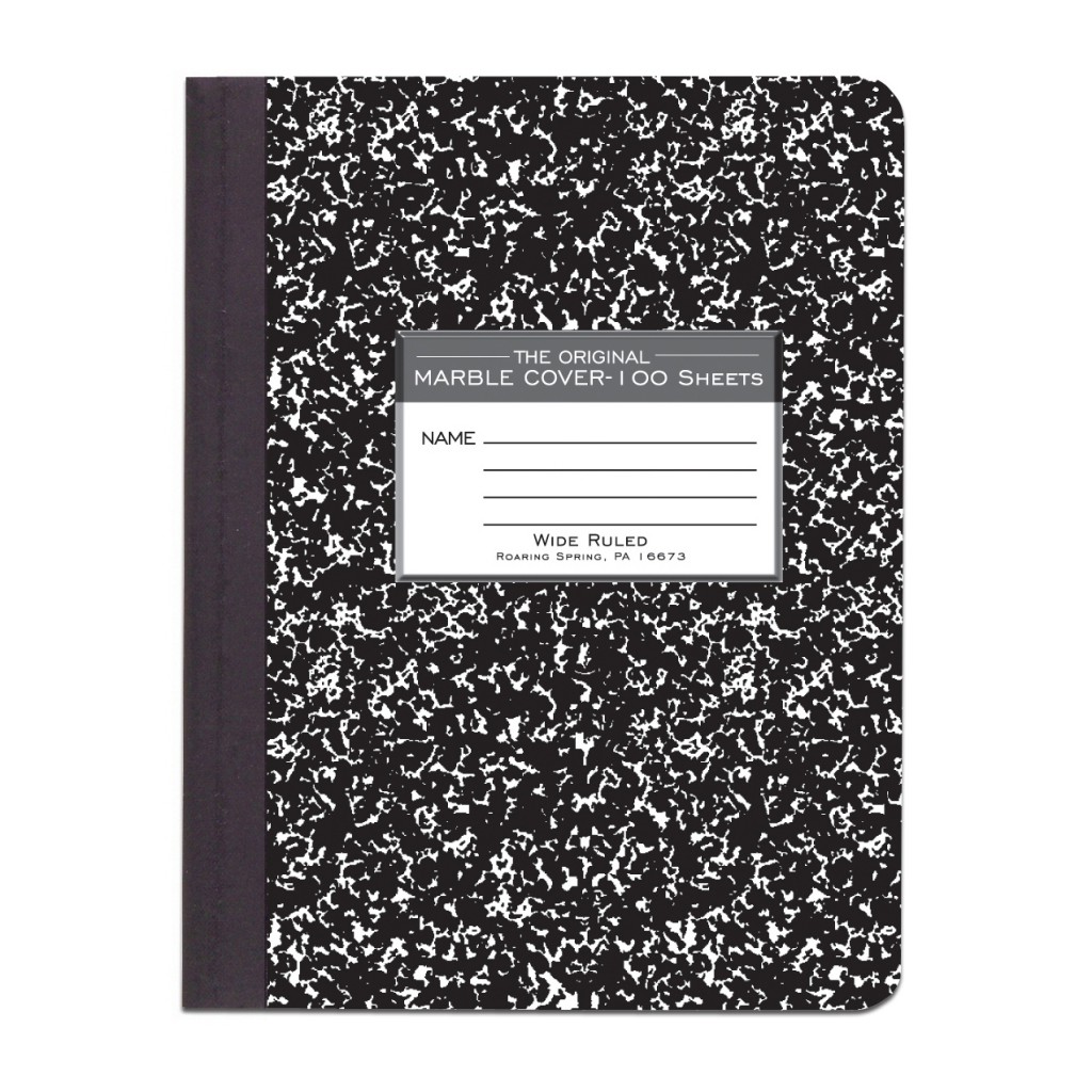 Roaring Spring 77231 9.75 X 7.5 In. Black Marble Hard Cover Composition Book Ruled With Margin - Pack Of 12