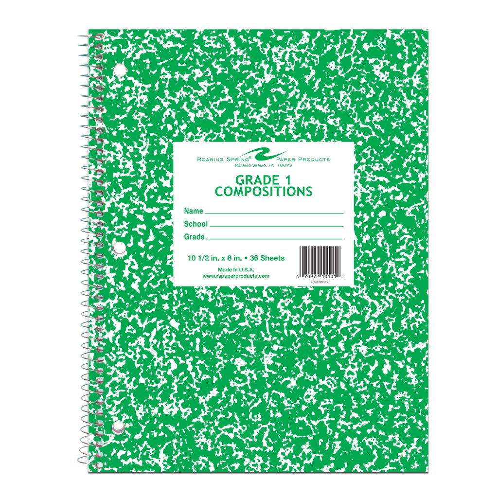 Roaring Spring 10101 10.5 X 8 In. Grade One Notebook, Green Cover - Pack Of 48