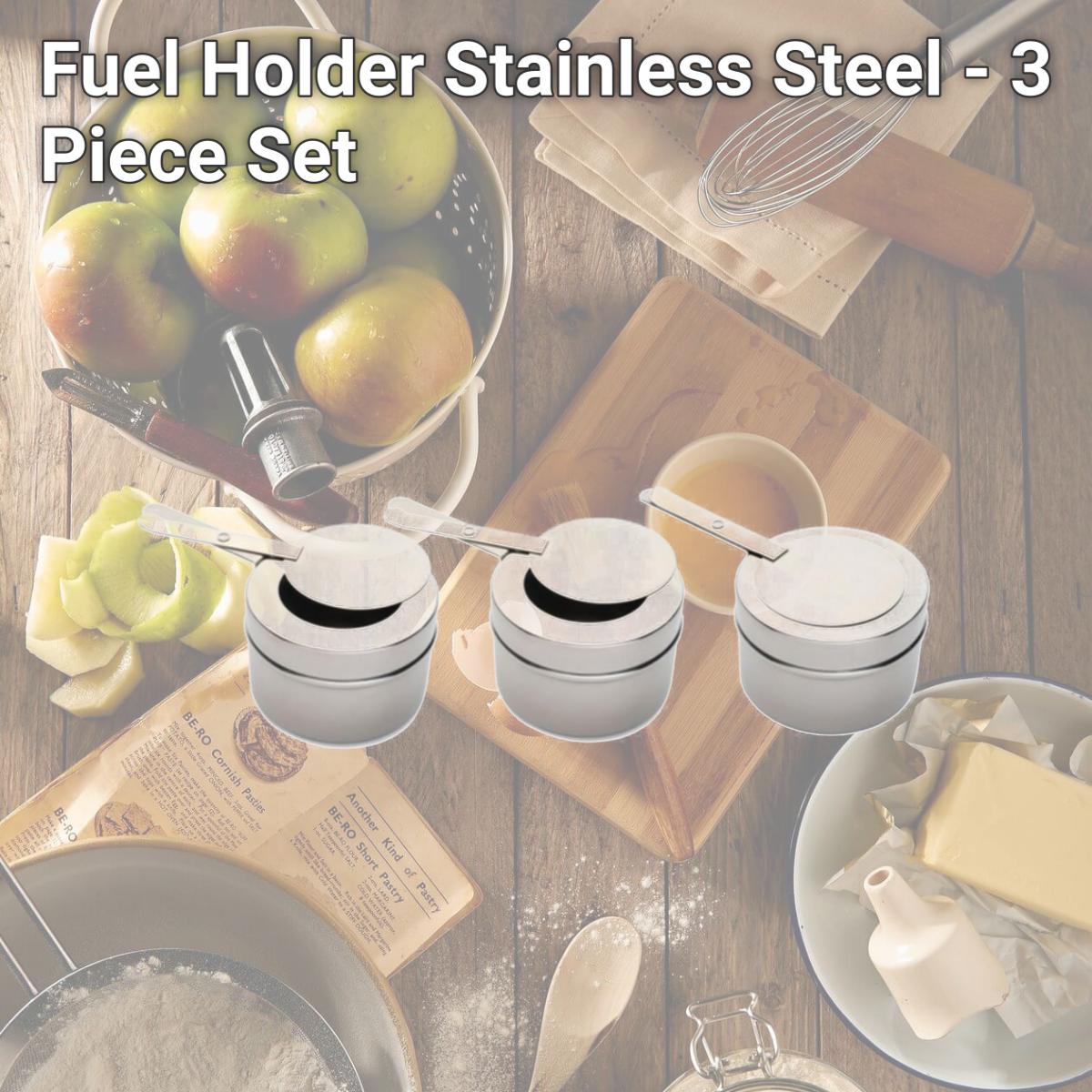 Picture of Rosseto Serving Solutions SM194 Fuel Holder Stainless Steel - 3 Piece Set