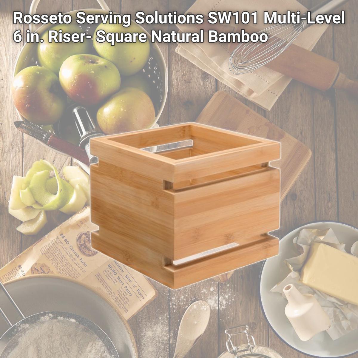 Picture of Rosseto Serving Solutions SW101 Multi-Level 6 in. Riser- Square Natural Bamboo