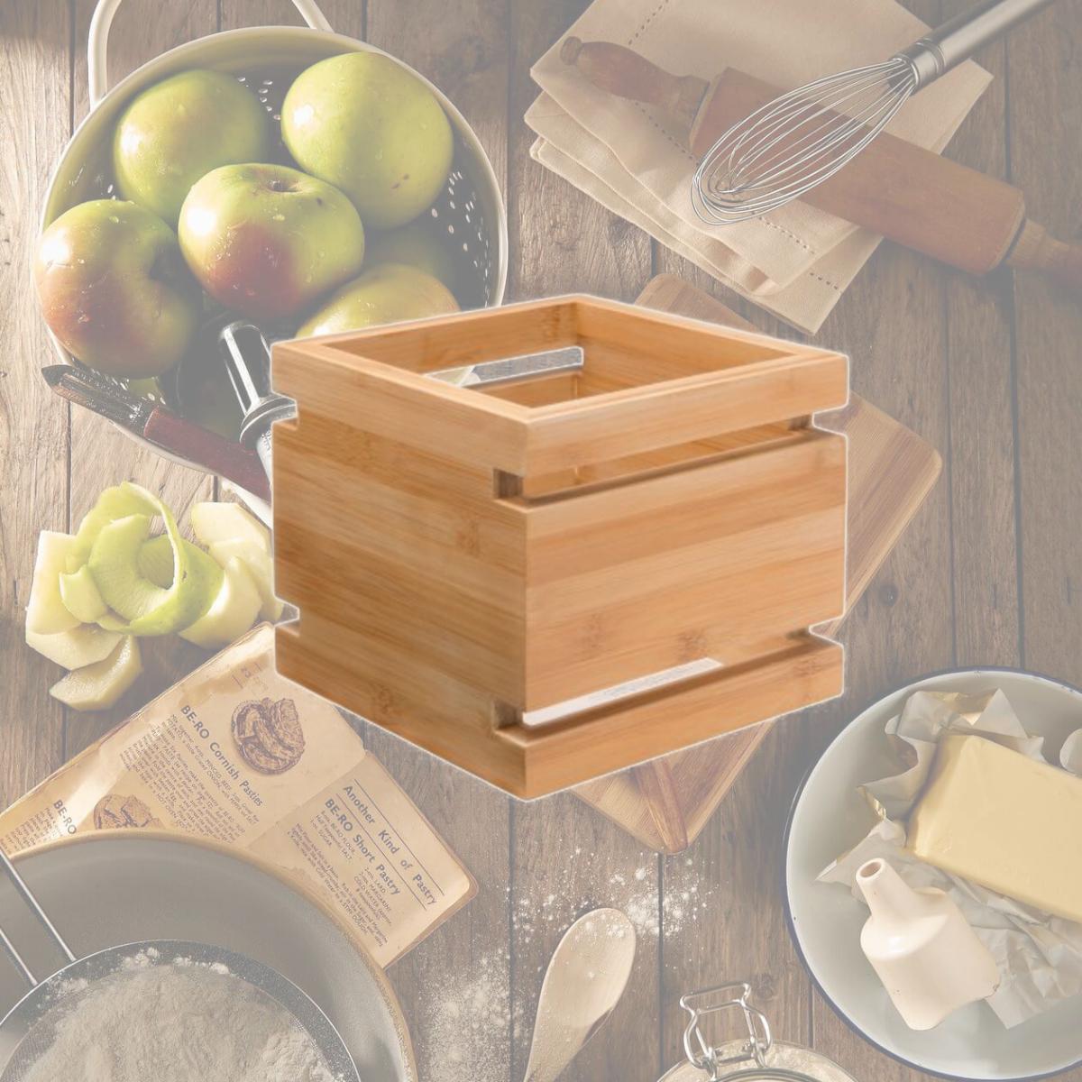 Picture of Rosseto Serving Solutions SW101 Multi-Level 6 in. Riser- Square Natural Bamboo