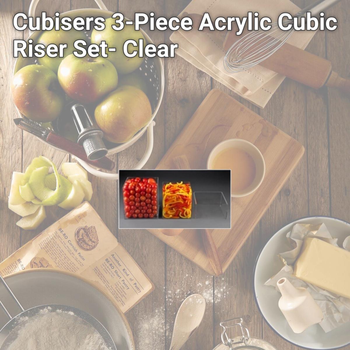 Picture of Rosseto Serving Solutions FBDC091 Cubisers 3-Piece Acrylic Cubic Riser Set- Clear