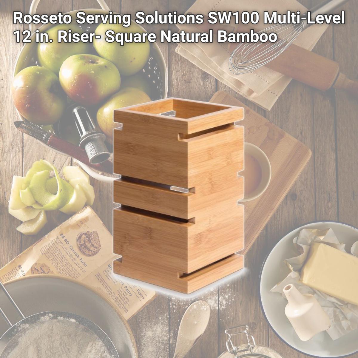 Picture of Rosseto Serving Solutions SW100 Multi-Level 12 in. Riser- Square Natural Bamboo