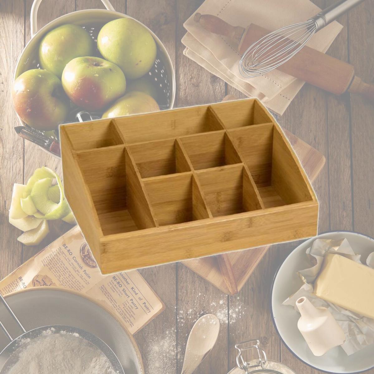 Picture of Rosseto Serving Solutions SB103 Bamboo Organizer- 9 Compartment
