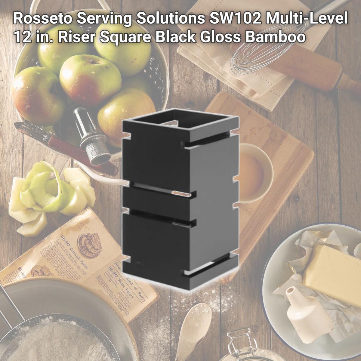 Picture of Rosseto Serving Solutions SW102 Multi-Level 12 in. Riser Square Black Gloss Bamboo