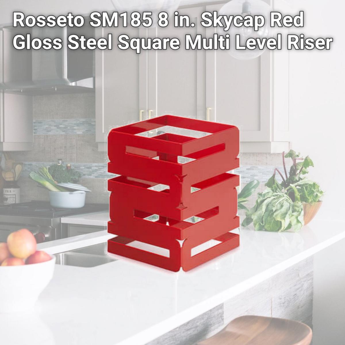 Picture of Rosseto SM185 8 in. Skycap Red Gloss Steel Square Multi Level Riser
