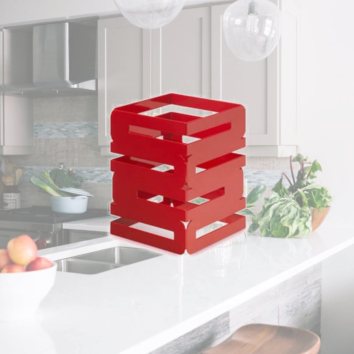 Picture of Rosseto SM185 8 in. Skycap Red Gloss Steel Square Multi Level Riser