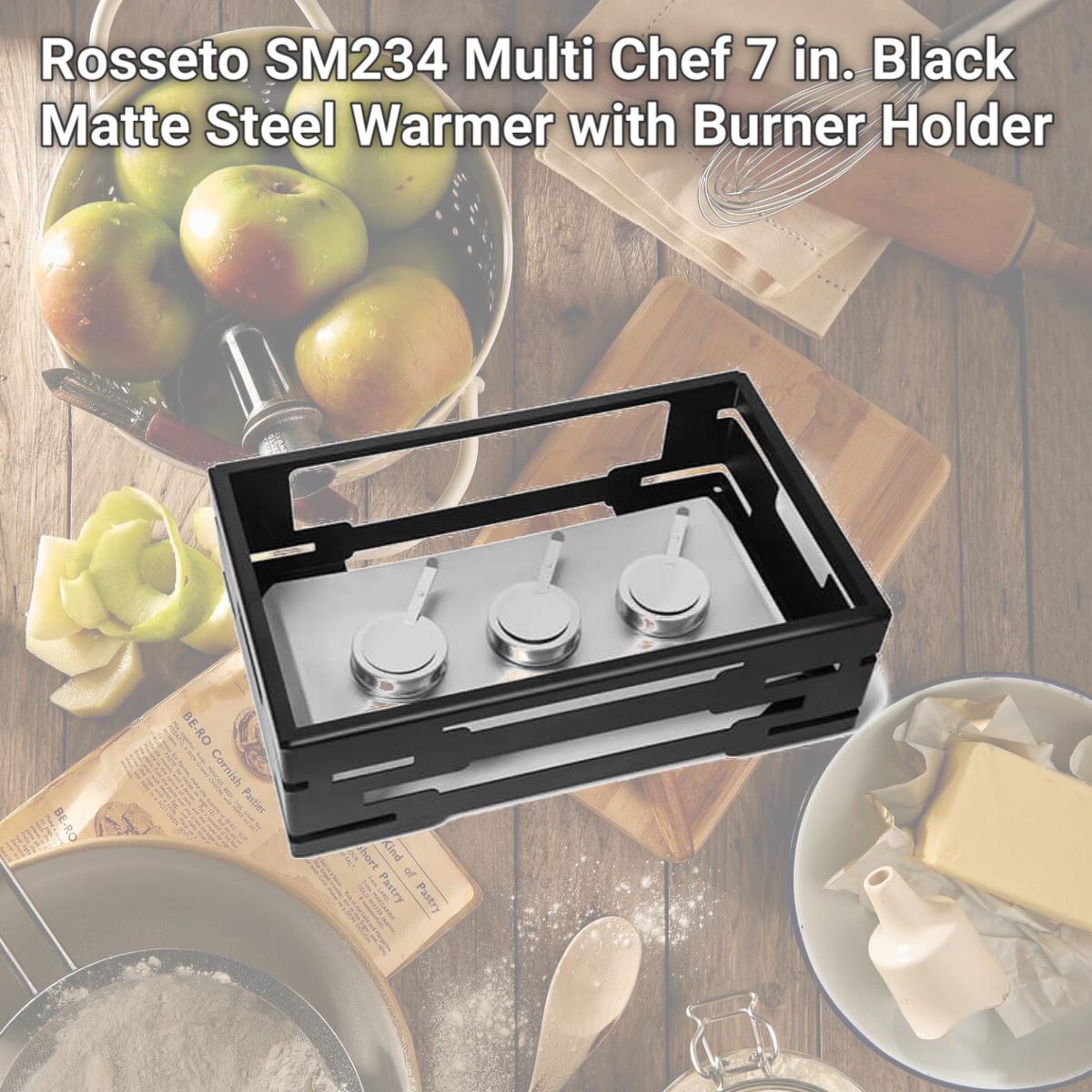 Picture of Rosseto SM234 Multi Chef 7 in. Black Matte Steel Warmer with Burner Holder