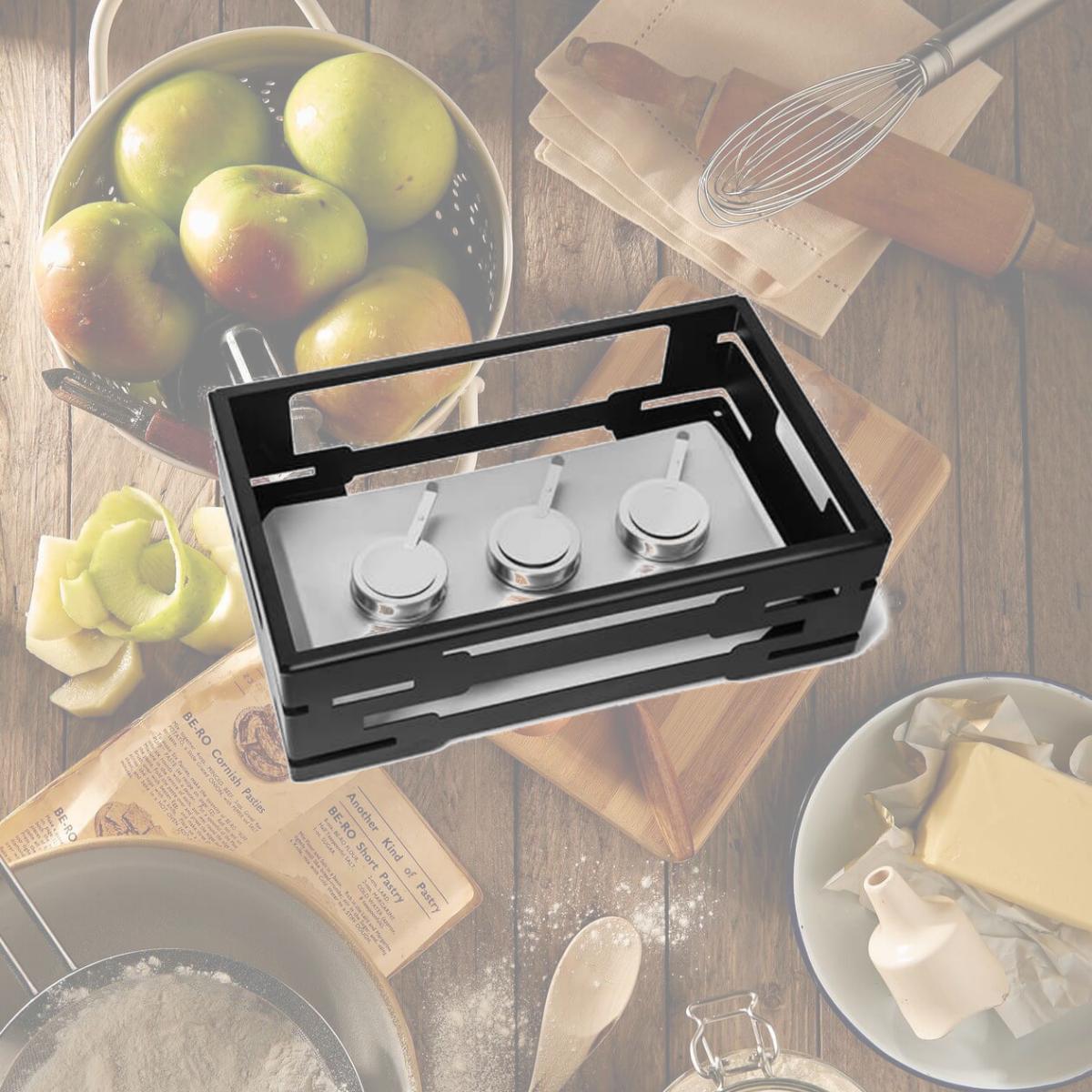 Picture of Rosseto SM234 Multi Chef 7 in. Black Matte Steel Warmer with Burner Holder