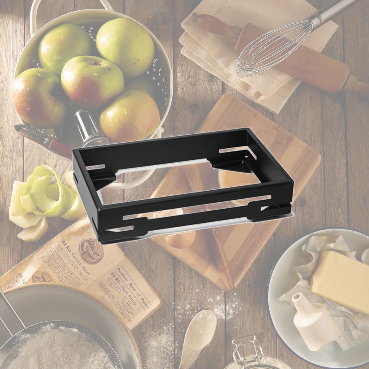 Picture of Rosseto SM235 Multi Chef 5 in. Rectangular Serving Base Black Powder Coated Steel
