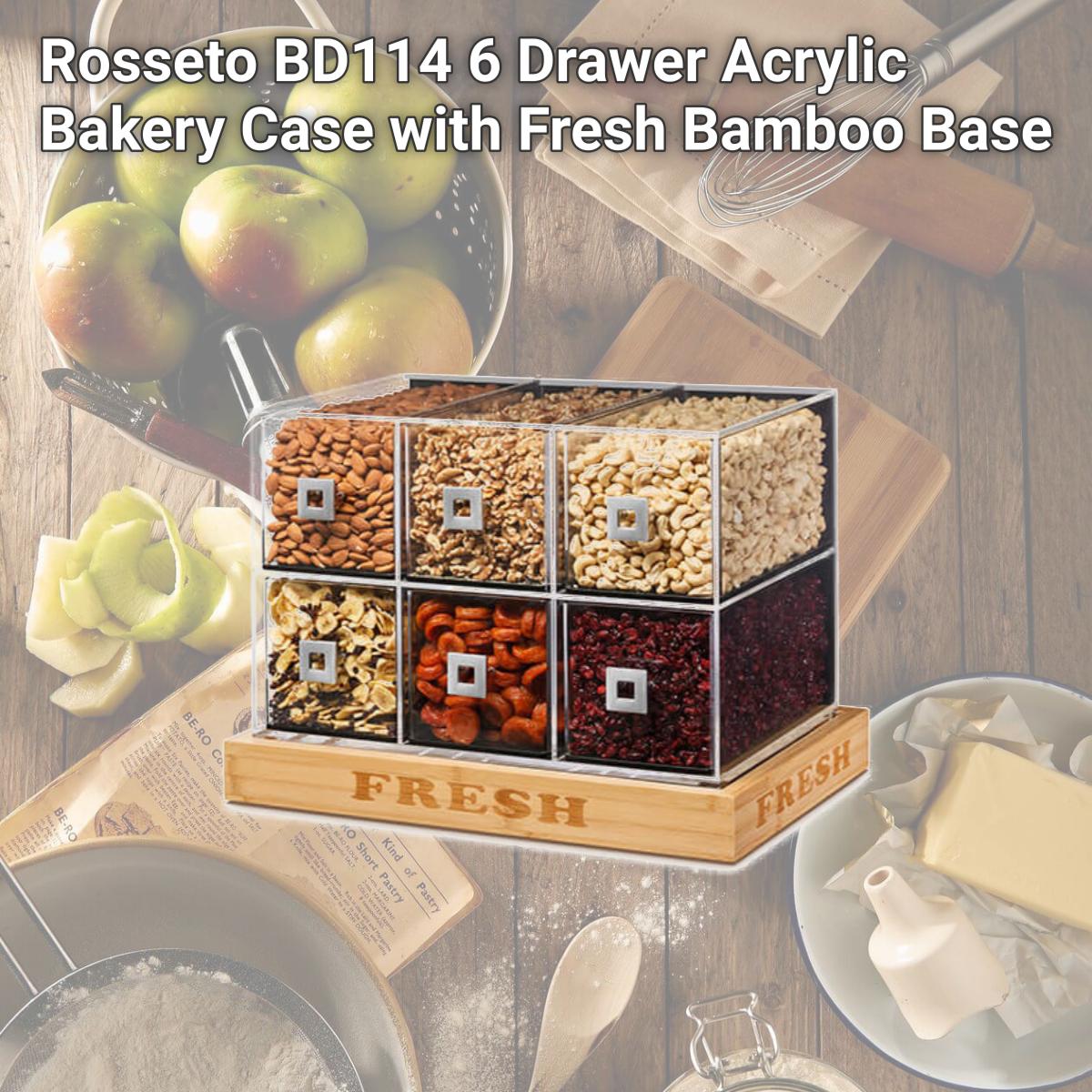 Picture of Rosseto BD114 6 Drawer Acrylic Bakery Case with Fresh Bamboo Base