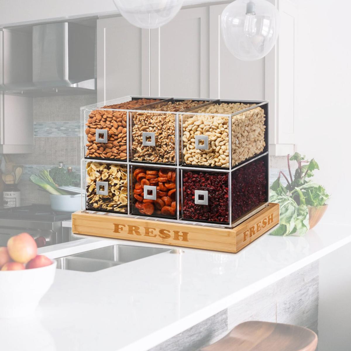 Picture of Rosseto BD114 6 Drawer Acrylic Bakery Case with Fresh Bamboo Base