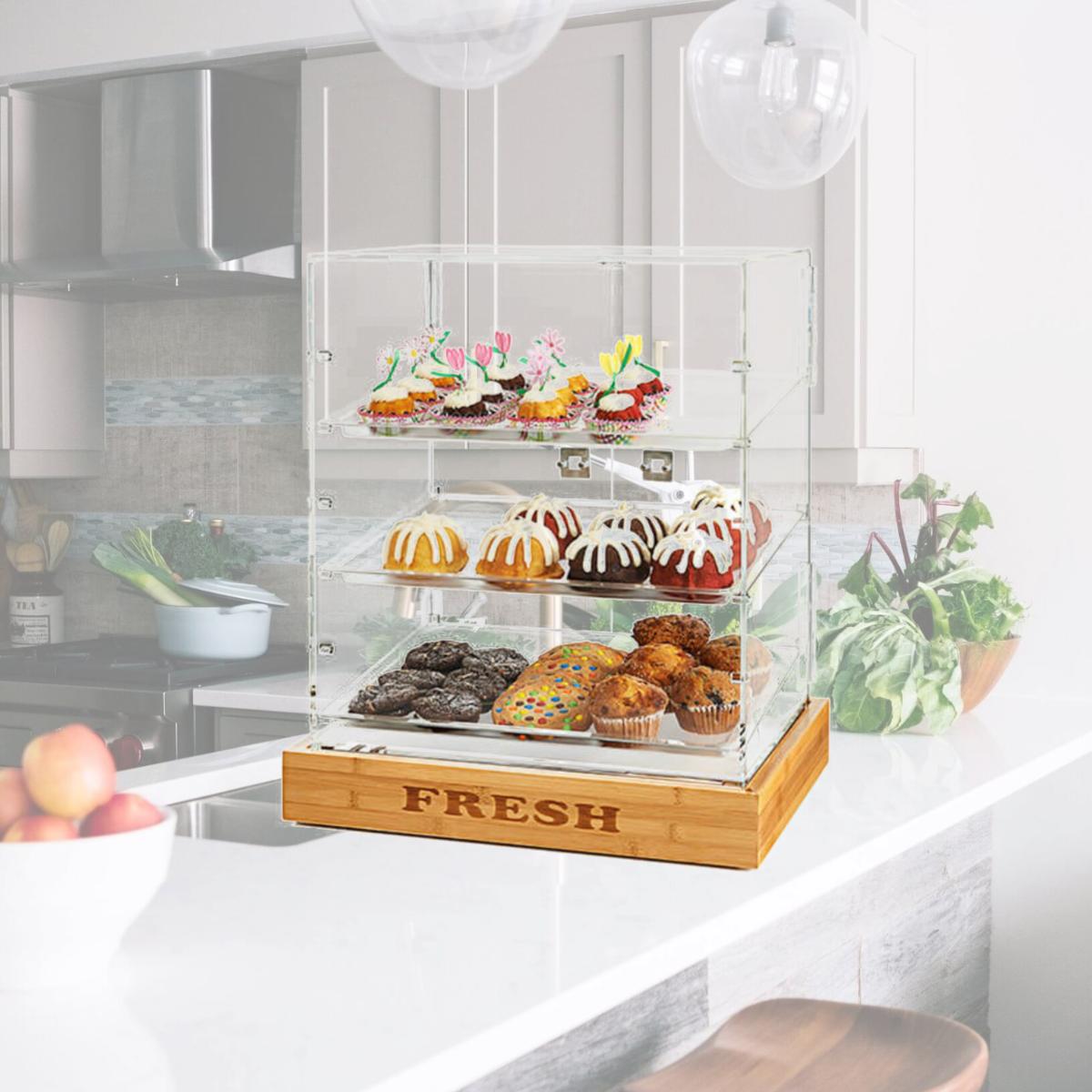 Picture of Rosseto BD125 Bakery Cabinet 2 Door Acrylic with Bamboo Base