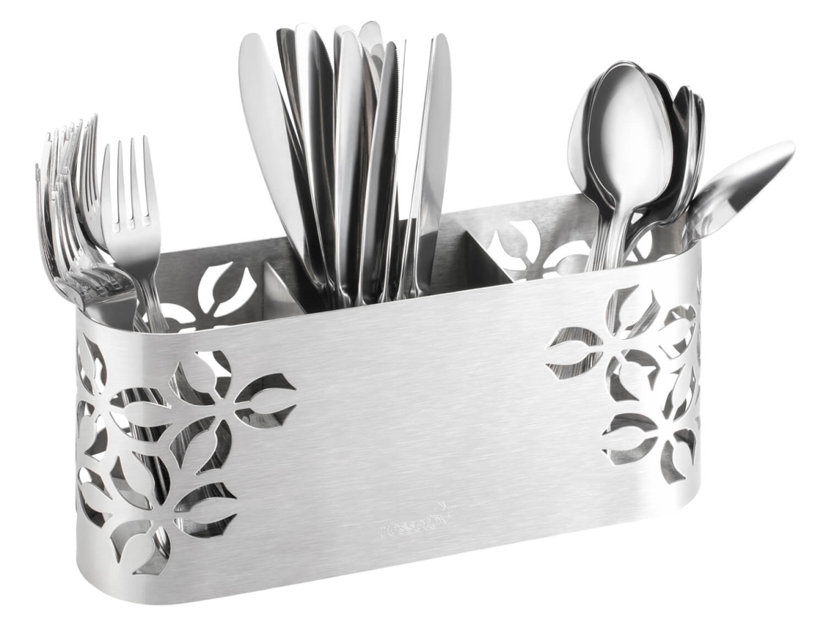 Rosseto Sm263 Iris Cutlery Holder, Stamped Brushed Stainless Steel