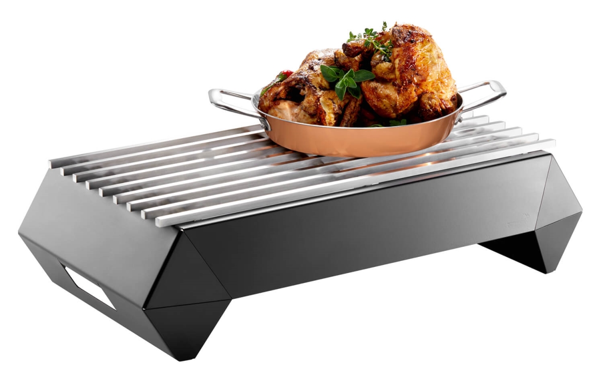Rosseto Sk045 7 In. Diamond Multi Chef Stainless Steel Frame With Burner, Fuel Holder & Grill, Set Of 6