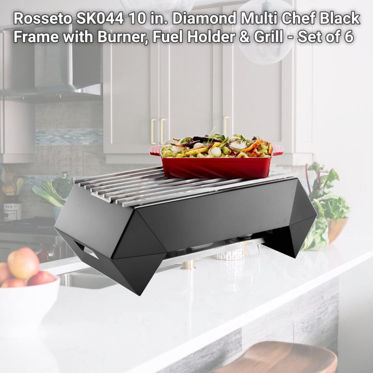 Picture of Rosseto SK044 10 in. Diamond Multi Chef Black Frame with Burner, Fuel Holder & Grill - Set of 6