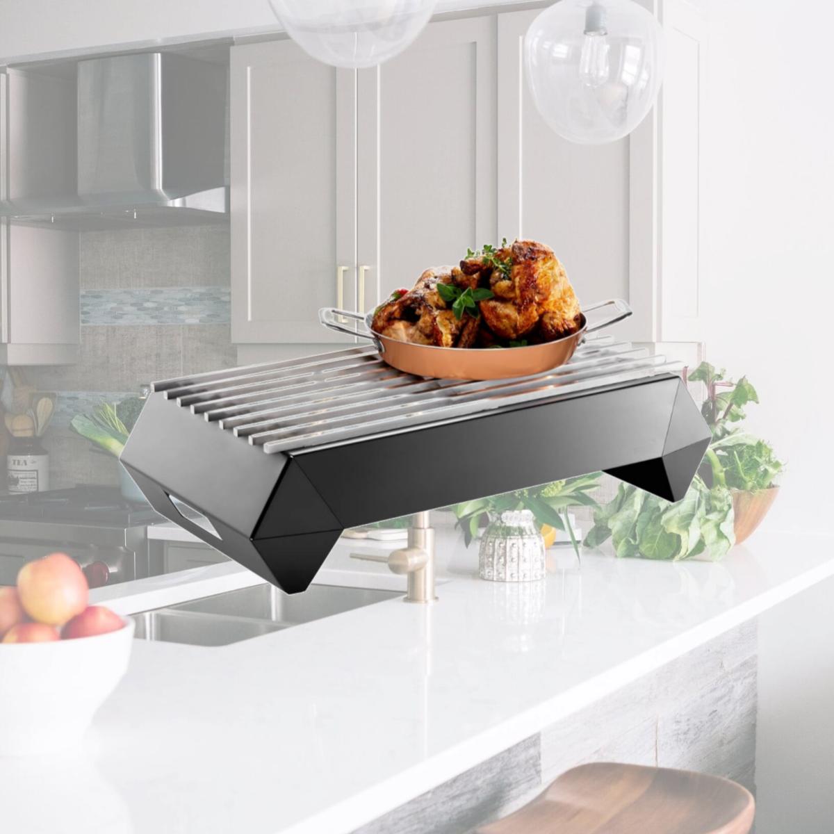 Picture of Rosseto SK047 7 in. Diamond Multi Chef Black Frame with Burner, Fuel Holder & Grill, Set of 6