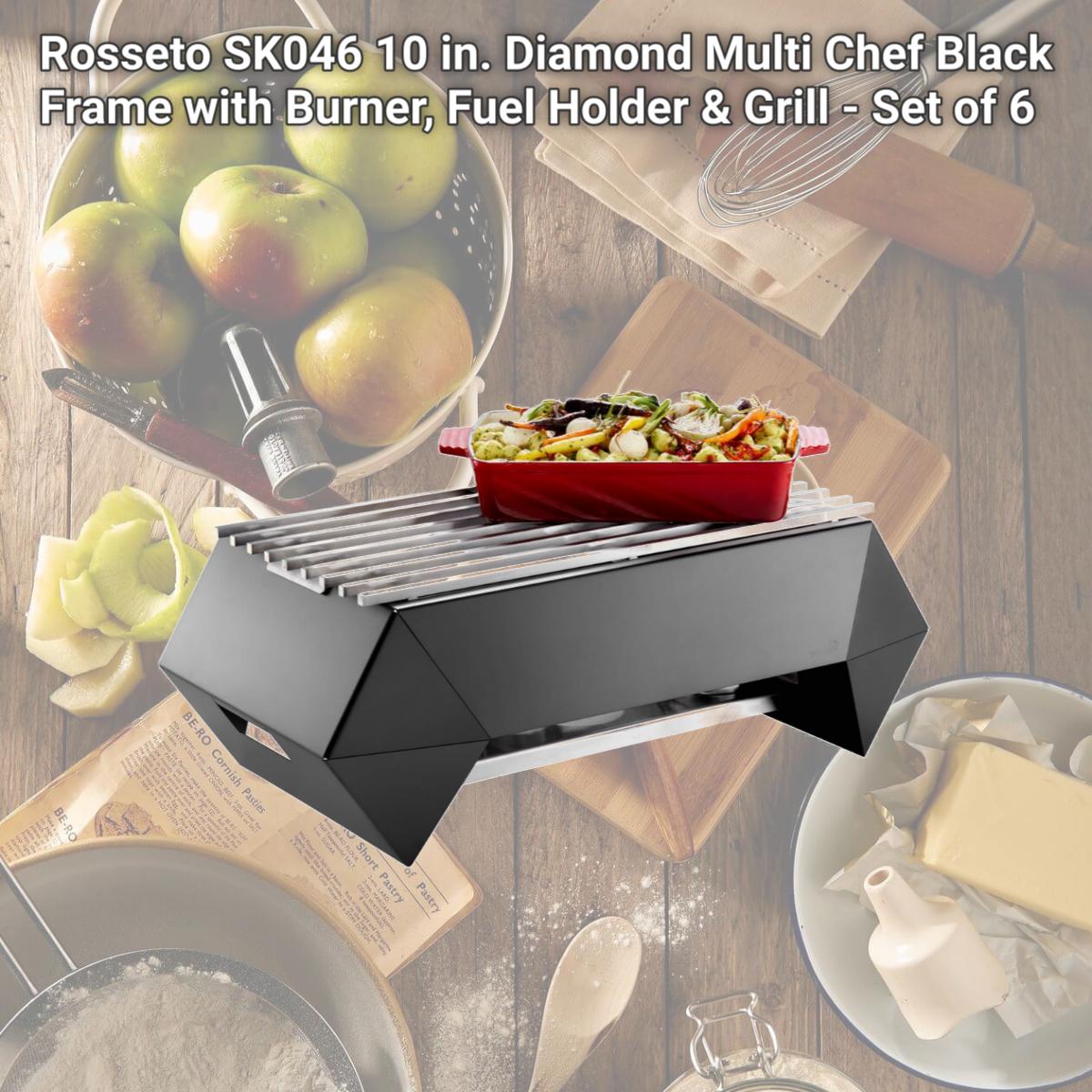 Picture of Rosseto SK046 10 in. Diamond Multi Chef Black Frame with Burner, Fuel Holder & Grill - Set of 6