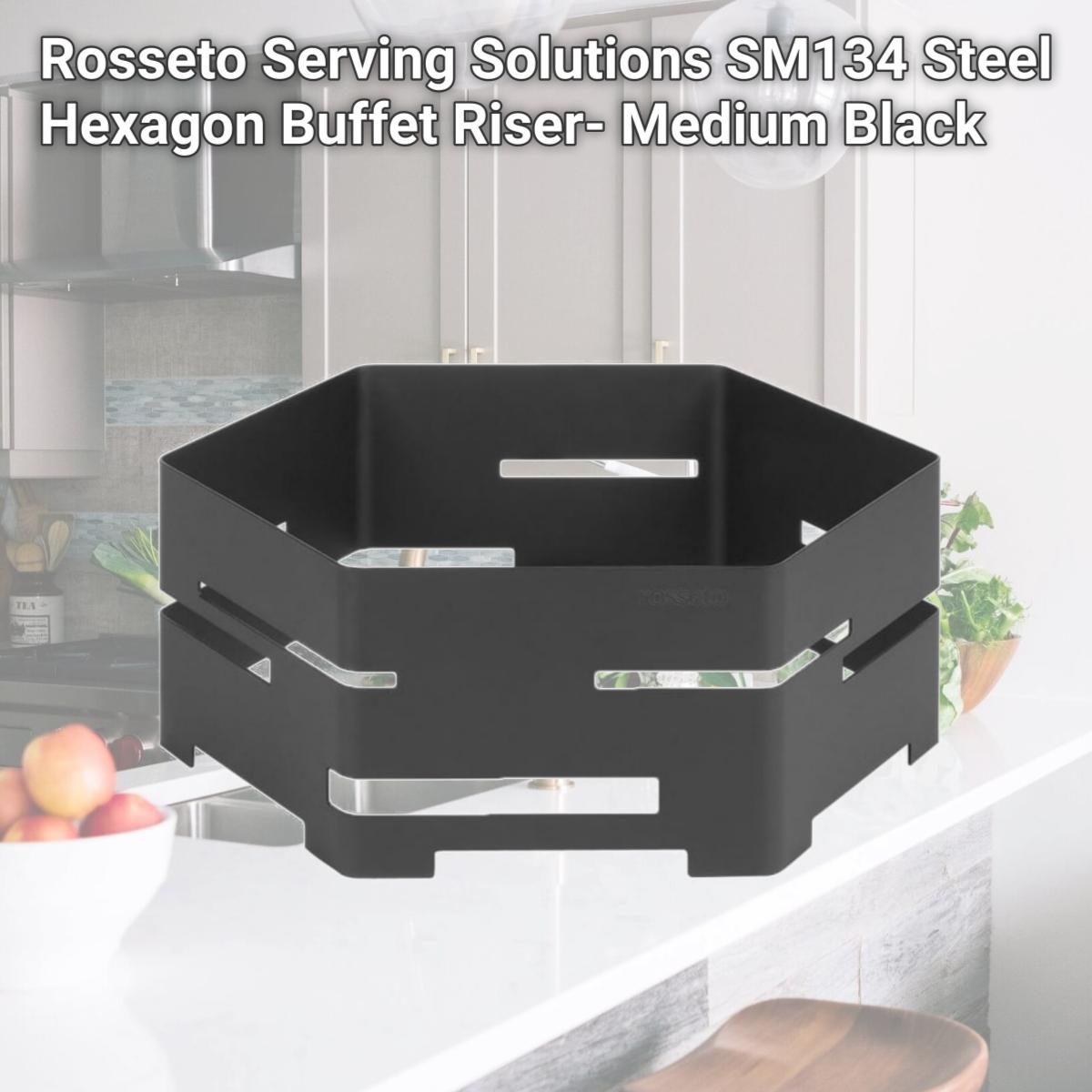 Picture of Rosseto Serving Solutions SM134 Steel Hexagon Buffet Riser- Medium Black