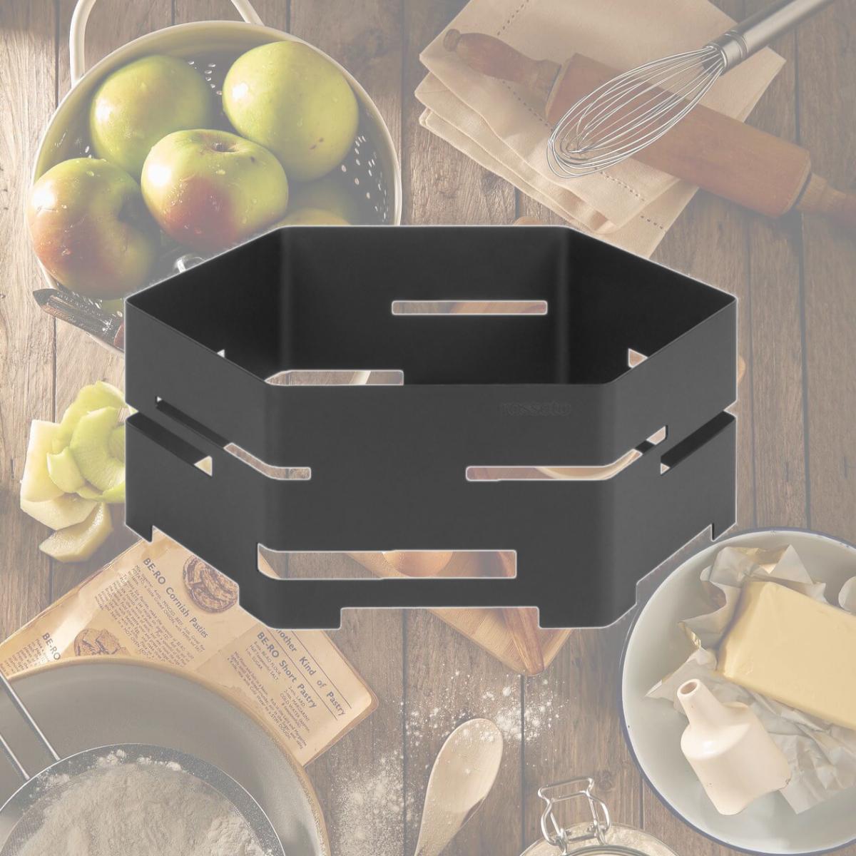 Picture of Rosseto Serving Solutions SM134 Steel Hexagon Buffet Riser- Medium Black