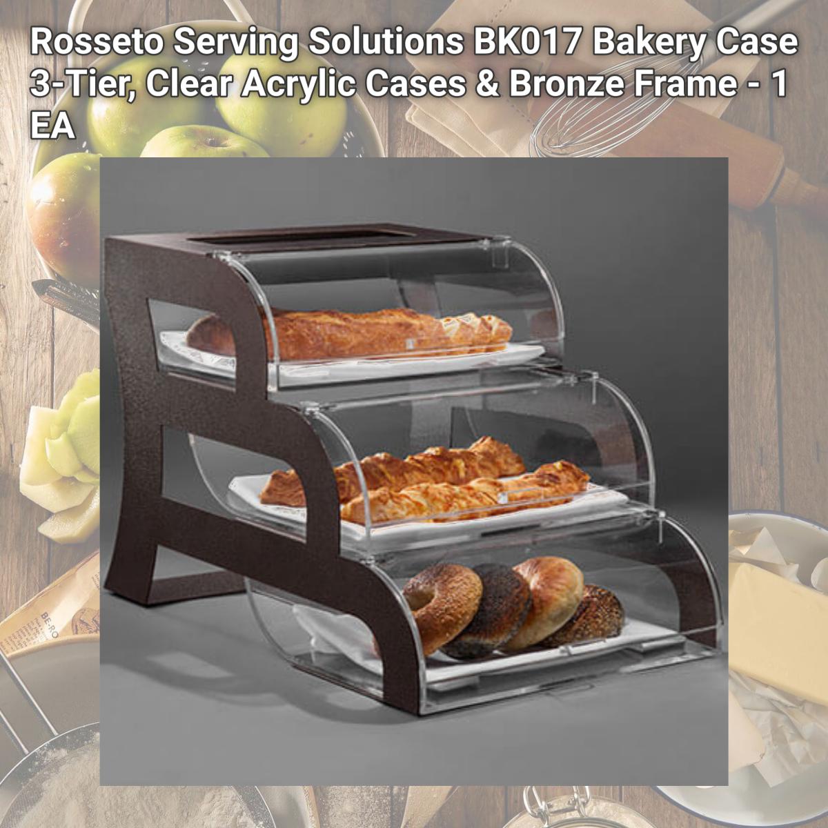 Picture of Rosseto Serving Solutions BK017 Bakery Case 3-Tier, Clear Acrylic Cases & Bronze Frame - 1 EA