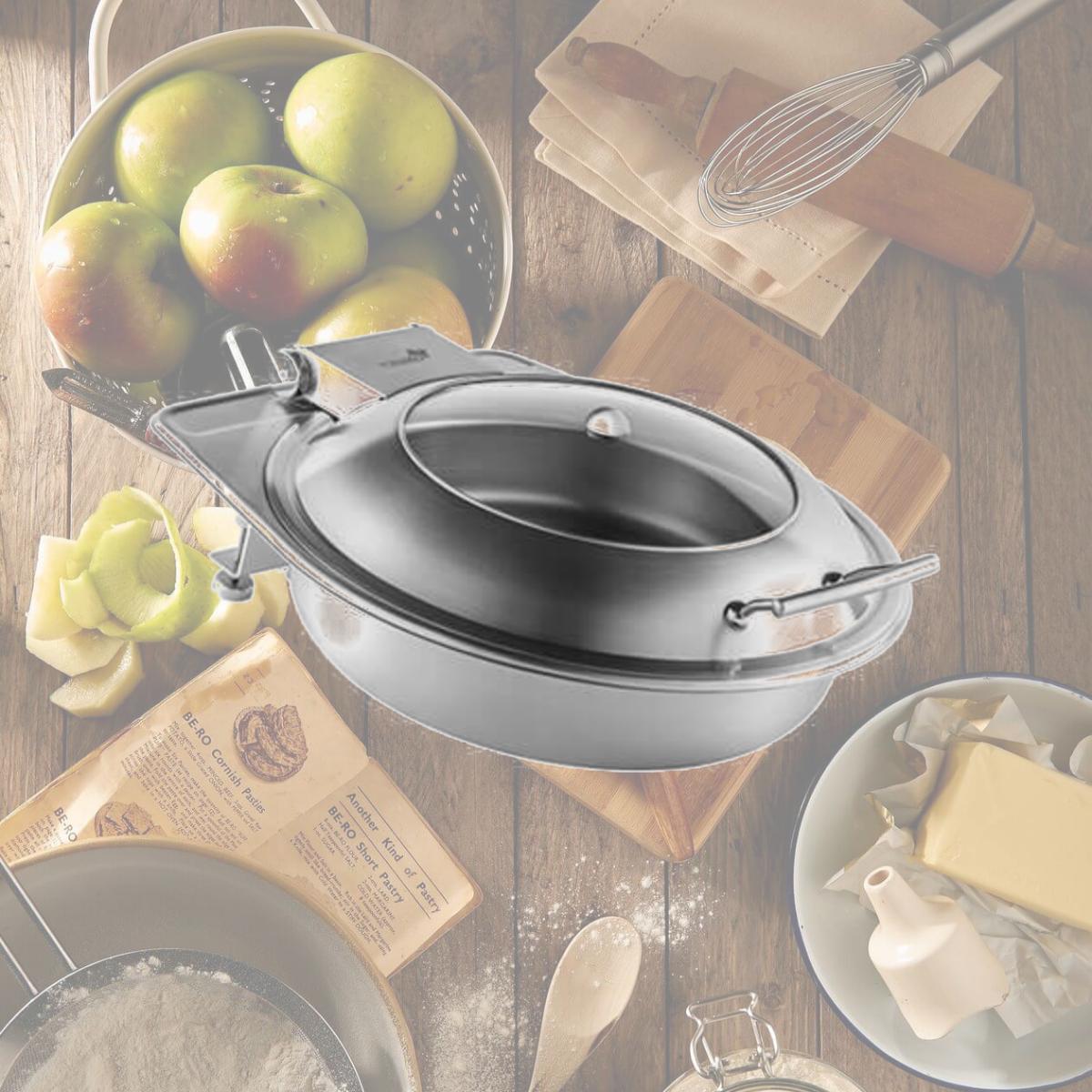 Picture of Rosseto SM289 6 Liter Multi-Chef Round Soft Closing Lid, Stainless Steel Brushed