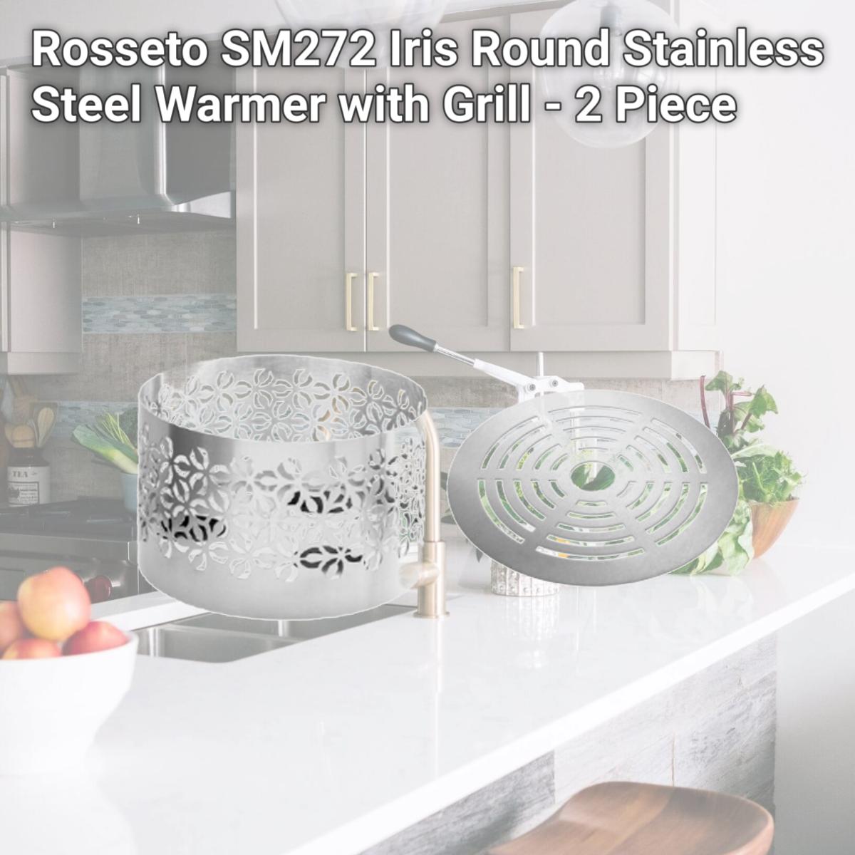 Picture of Rosseto SM272 Iris Round Stainless Steel Warmer with Grill - 2 Piece