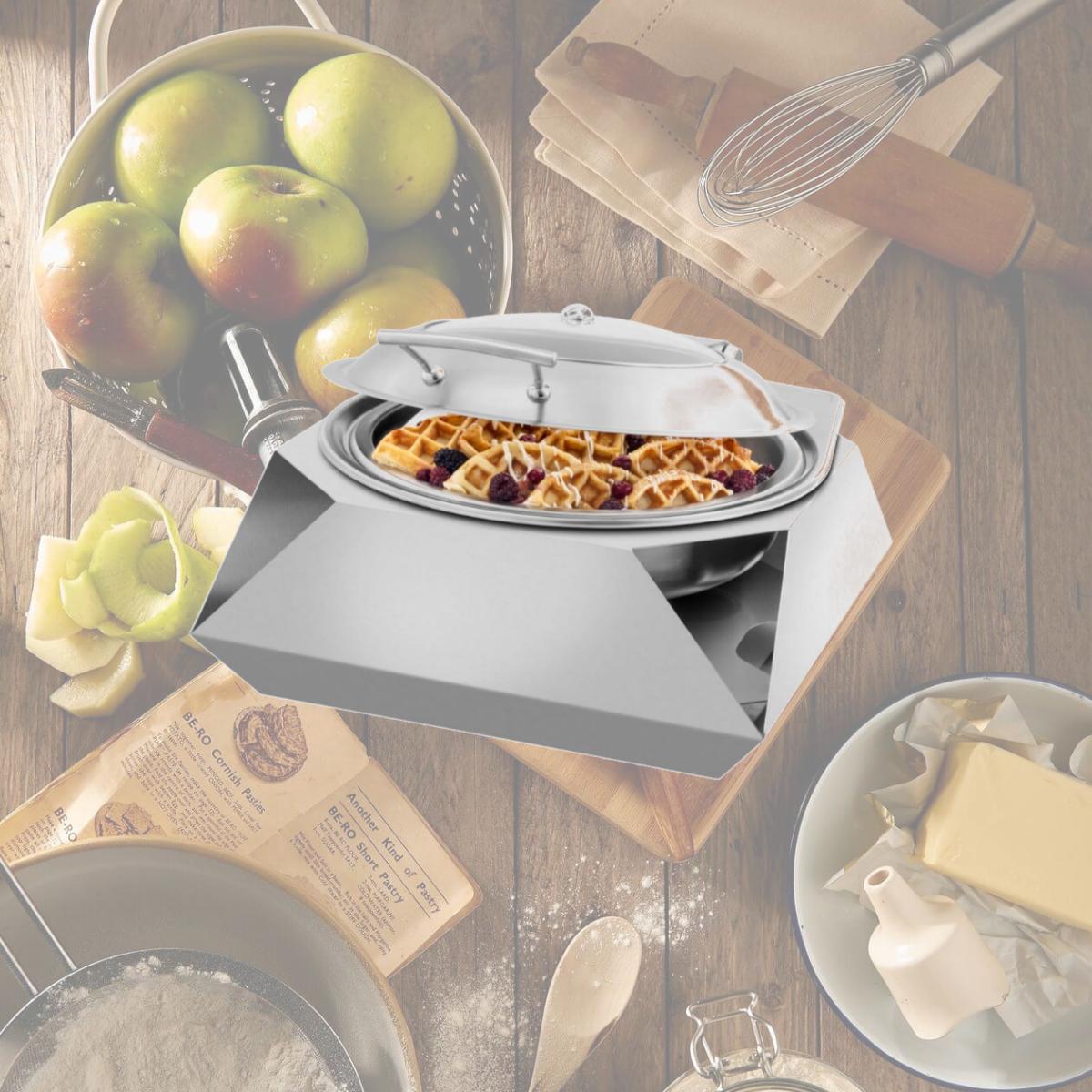 Picture of Rosseto SK049 Round Diamond Multi-Chef Stainless Steel Frame with Soft Closing Lid - 2 Piece