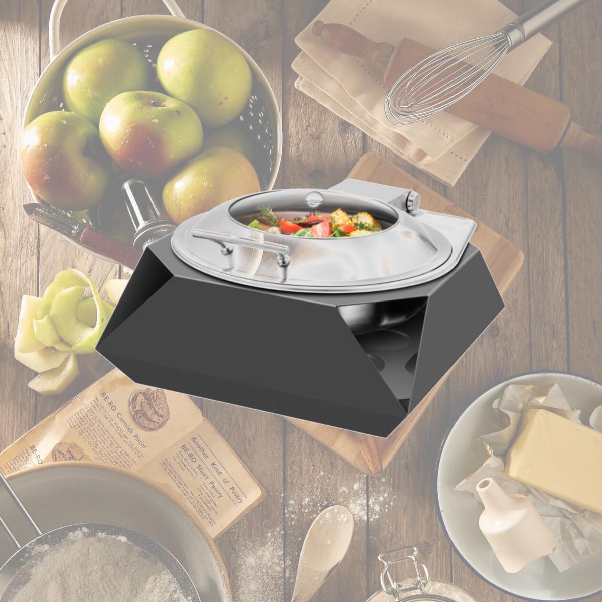 Picture of Rosseto SK050 Round Diamond Multi-Chef Black Frame with Soft Closing Lid - 2 Piece