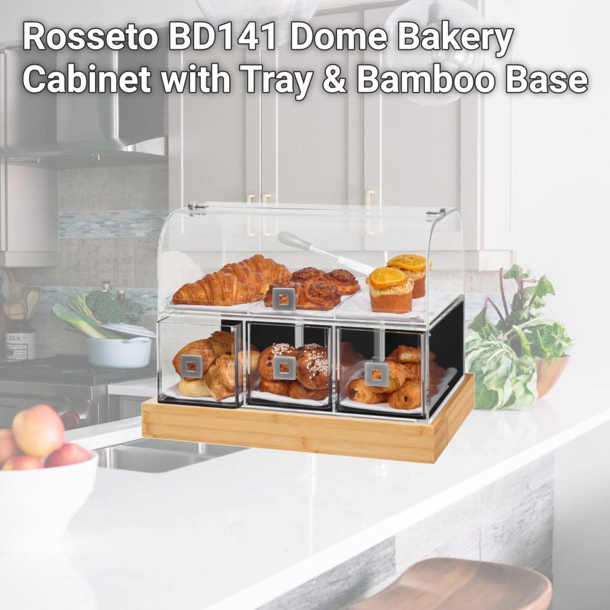 Picture of Rosseto BD141 Dome Bakery Cabinet with Tray & Bamboo Base