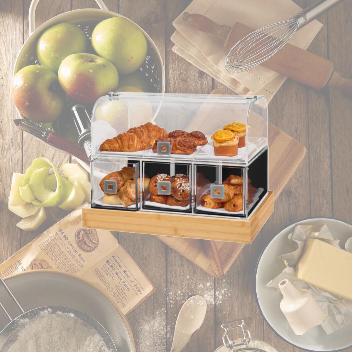 Picture of Rosseto BD141 Dome Bakery Cabinet with Tray & Bamboo Base