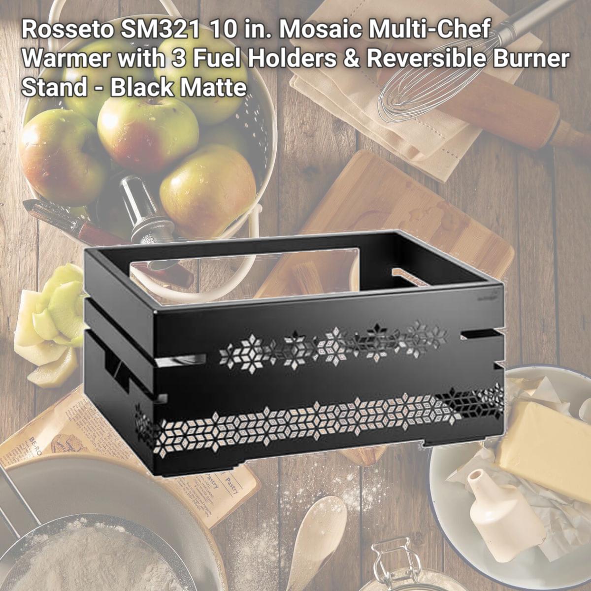 Picture of Rosseto SM321 10 in. Mosaic Multi-Chef Warmer with 3 Fuel Holders & Reversible Burner Stand - Black Matte
