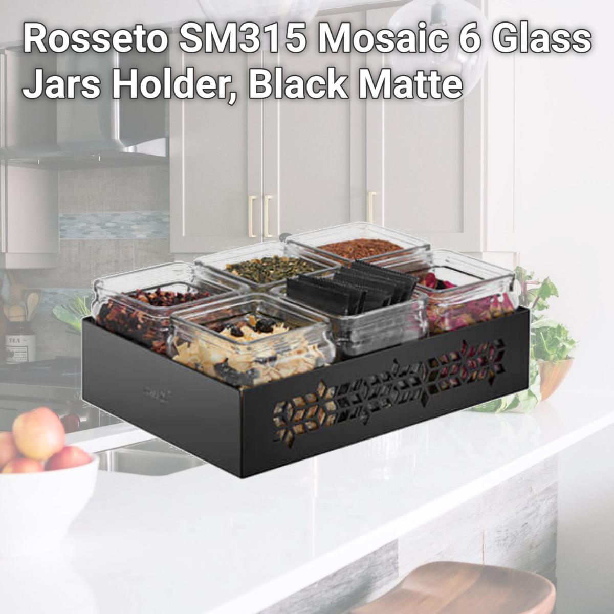 Picture of Rosseto SM315 Mosaic 6 Glass Jars Holder, Black Matte
