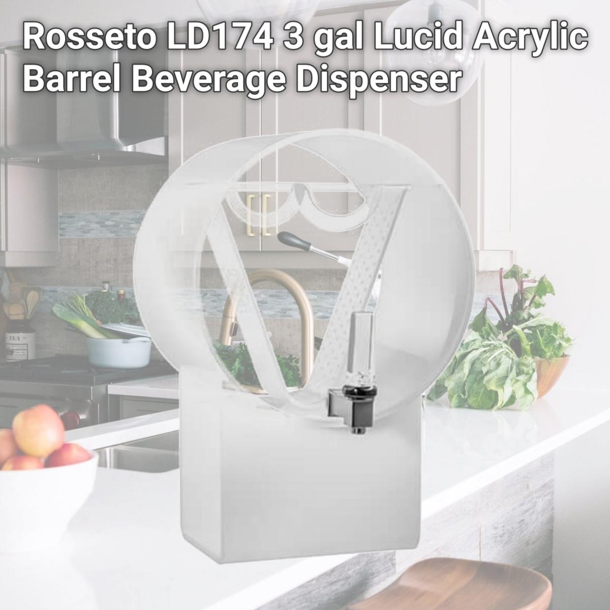 Picture of Rosseto LD174 3 gal Lucid Acrylic Barrel Beverage Dispenser